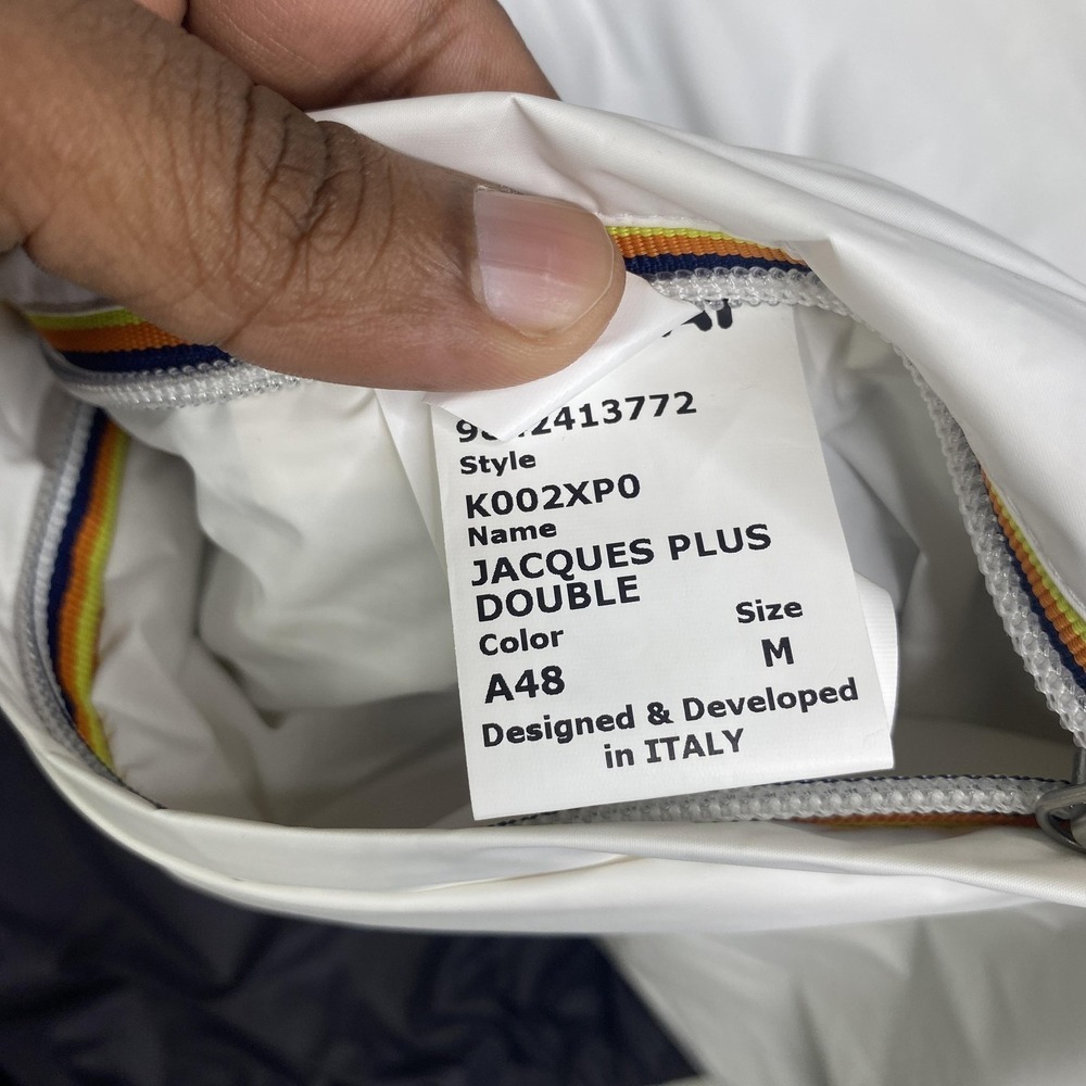 K-Way Jacques Plus Double Jacket Mens Medium White Hooded Windbreaker Coat - Picture 13 of 15